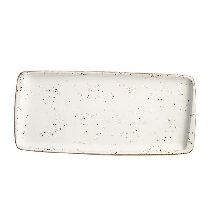 Bonna Grain 13.5" x 6.5" Moove Rectangular Porcelain Flat Plate - 12/Case - GRAMOV35DT