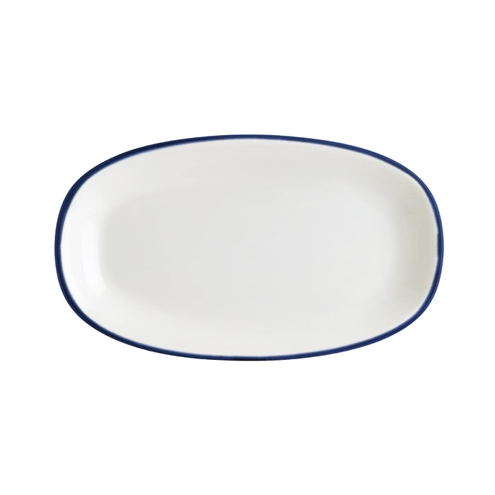 Bonna Linea Blue 9.5" x 5.8" Gourmet Oval Porcelain Flat Plate - 6/Case - LNEMAGRM24OKY