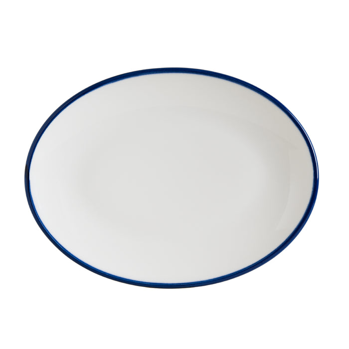 Bonna Linea Blue 12" x 9.5" Moove Oval Porcelain Flat Plate - 6/Case - LNEMAMOV31OV
