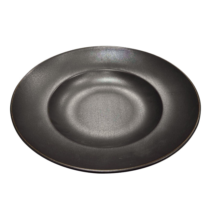 Nella 11.75" Black Round Porcelain Pasta Plate - 6/Case - PB01 BLACK