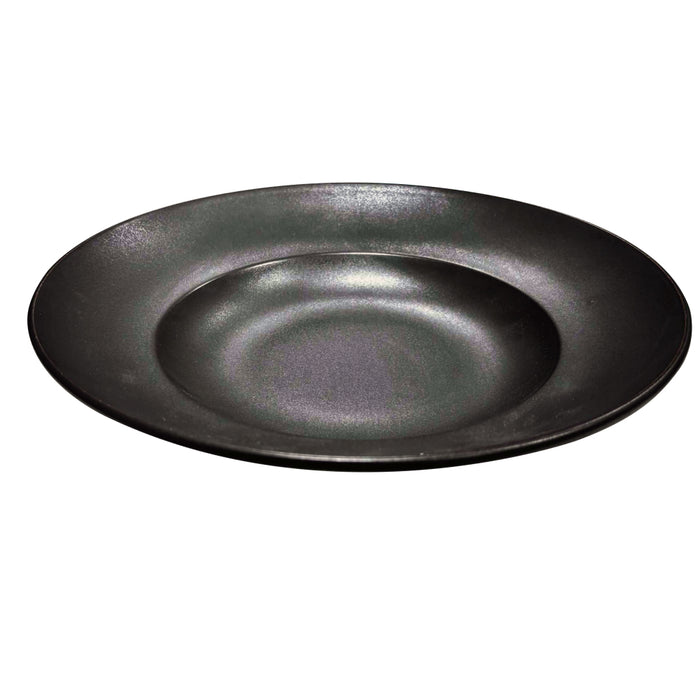 Nella 11.75" Black Round Porcelain Pasta Plate - 6/Case - PB01 BLACK