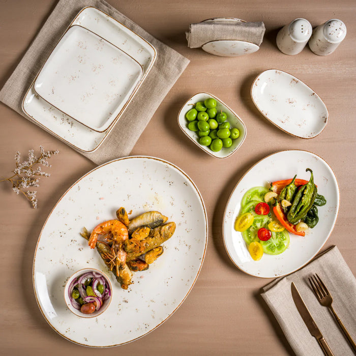 Bonna Grain 13" x 8" Gourmet Oval Porcelain Service Plate - 6/Case - GRAGRM34OKY