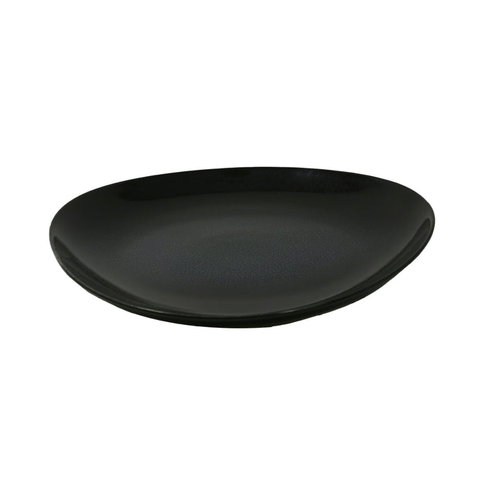Nella 12" Moon Black Oval Porcelain Steak Plate - 6/Case - ST02 MOON