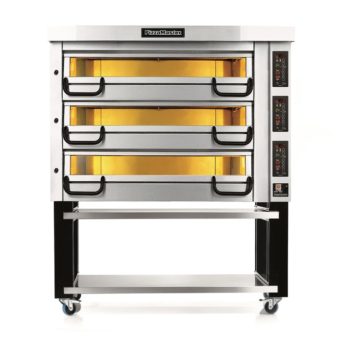 PizzaMaster 3 Stone Heart 65" x 46" Electric Triple Deck Pizza Oven - PM 833ED