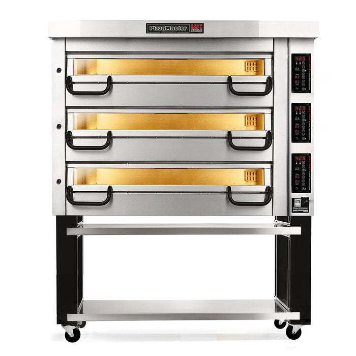 PizzaMaster 2 Stone Hearth 53" x 45.7" Electric Triple Deck Pizza Oven - PM 923ED