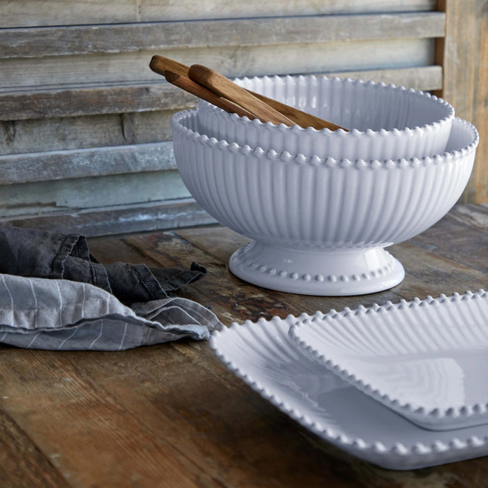Costa Nova 10.5" Pearl White Round Stoneware Serving Bowl - PES271-WHI