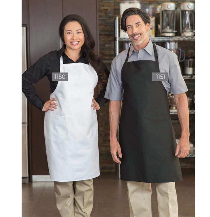 Premium Uniform 1150-WH 34" x 29" White Designer Bib Apron with 2 Pockets
