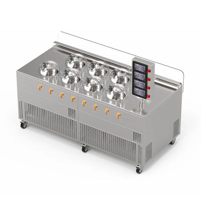 Top Churn 8-Pot  Floor Commercial Ice Cream Maker and Refrigerated Display - V8