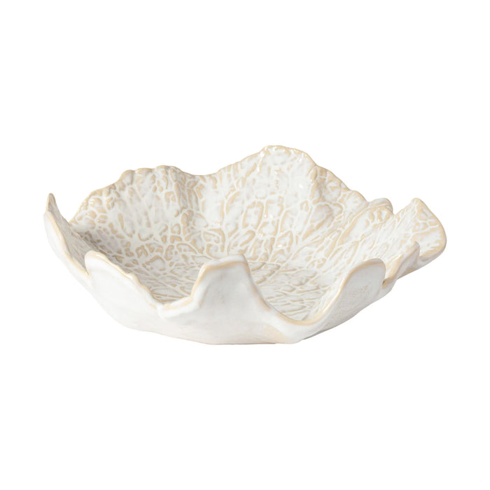 Costa Nova 10.65" x 10" Silvina Fennel White Stoneware Leaf Centerpiece Plate - QLD271-FWH
