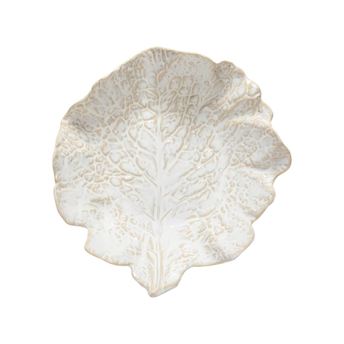 Costa Nova 10.65" x 10" Silvina Fennel White Stoneware Leaf Centerpiece Plate - QLD271-FWH