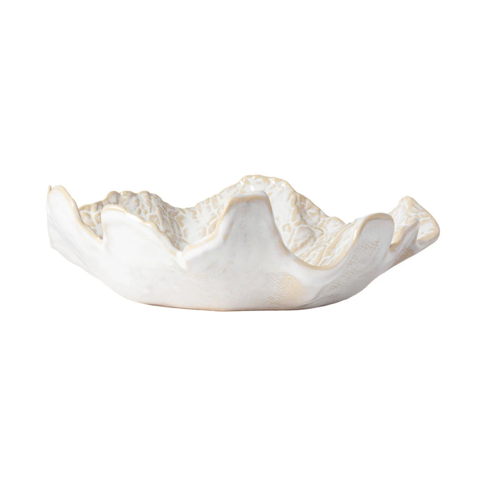Costa Nova 10.65" x 10" Silvina Fennel White Stoneware Leaf Centerpiece Plate - QLD271-FWH
