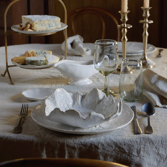 Costa Nova 10.65" x 10" Silvina Fennel White Stoneware Leaf Centerpiece Plate - QLD271-FWH