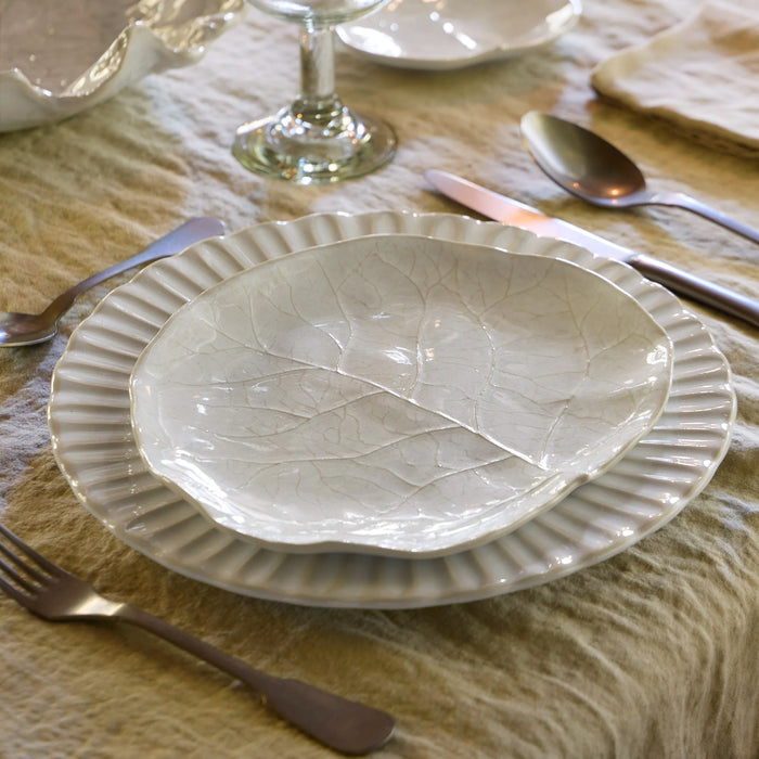 Costa Nova 8.8" x 8" Silvina Fennel White Oval Stoneware Salad/Dessert Plate - 6/Case - QLP231-FWH