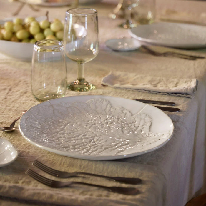 Costa Nova 12.75" Silvina Fennel White Round Stoneware Serving Plate - 6/Case - QLP321-FWH