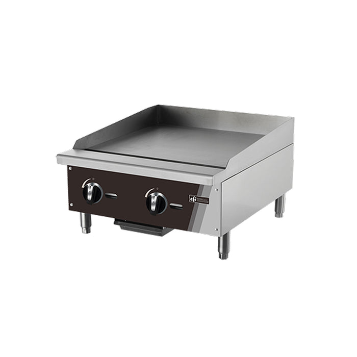EFI RCTMG-24 24" Countertop Stainless Steel 2-Burner Gas Griddle With Manual Control - 60,000 BTU
