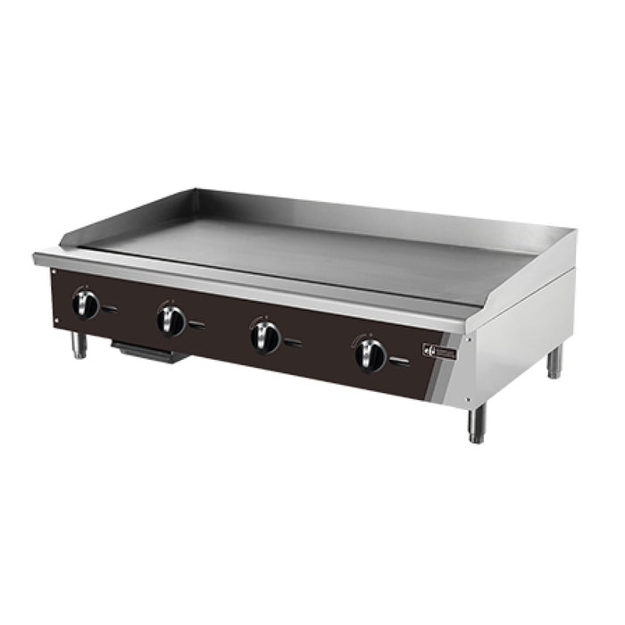 EFI RCTMG-48 48" Countertop Stainless Steel 4-Burner Gas Griddle With Manual Control - 120,000 BTU