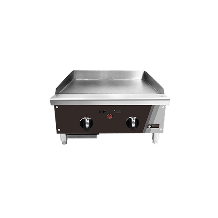 EFI RCTTG-24 24" Countertop Stainless Steel 2-Burner Gas Griddle With Thermostatic Control - 50,000 BTU