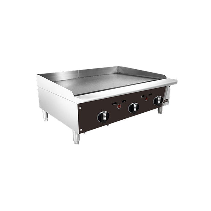 EFI RCTTG-36 36" Countertop Stainless Steel 3-Burner Gas Griddle With Thermostatic Control - 75,000 BTU
