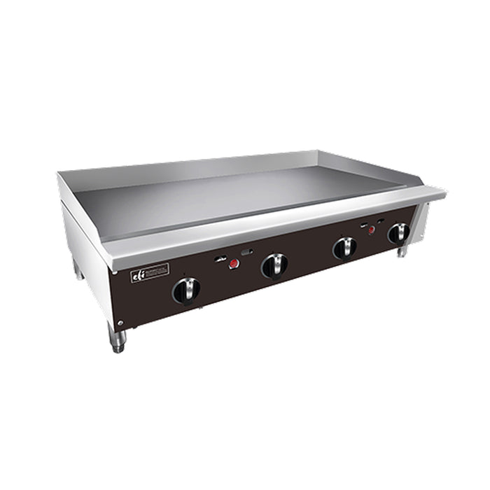 EFI RCTTG-48 48" Countertop Stainless Steel 4-Burner Gas Griddle With Thermostatic Control - 100,000 BTU