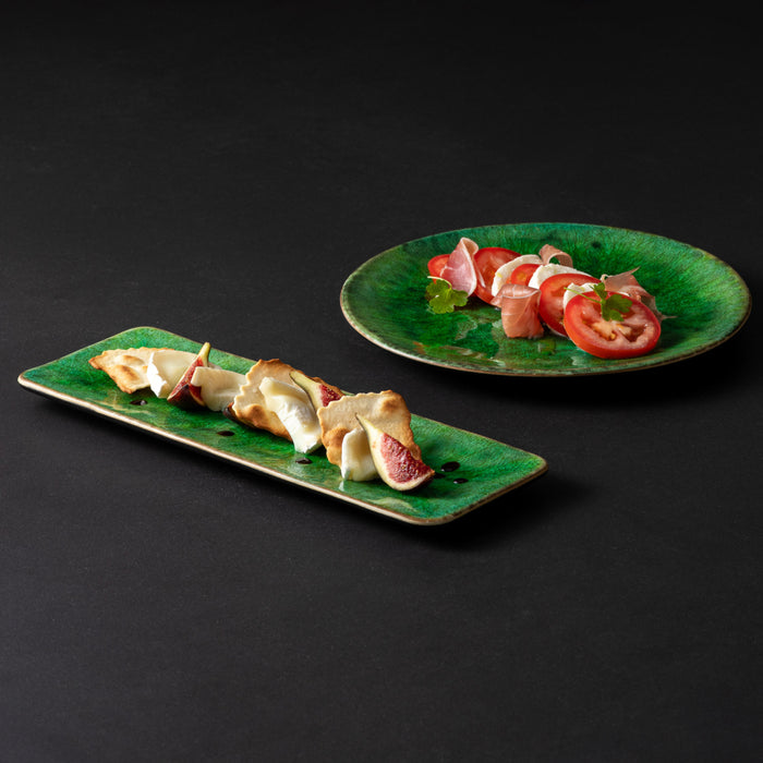 Costa Nova 9" Riviera Tomate Green Round Stoneware Salad/Dessert Plate - 6/Case - RTP221-TMT