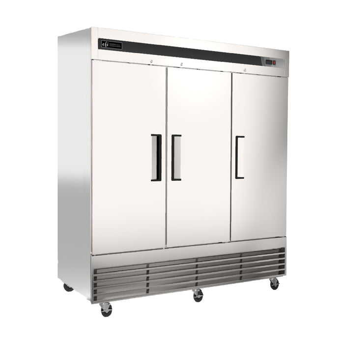 EFI F3-82VCX 82" X-Line Bottom Mount Solid 3-Door Reach-In Freezer - 72 Cu. Ft.