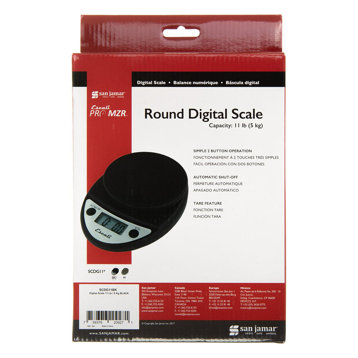 San Jamar SCDG11BK 11 Lb. Round Digital Scale - Black