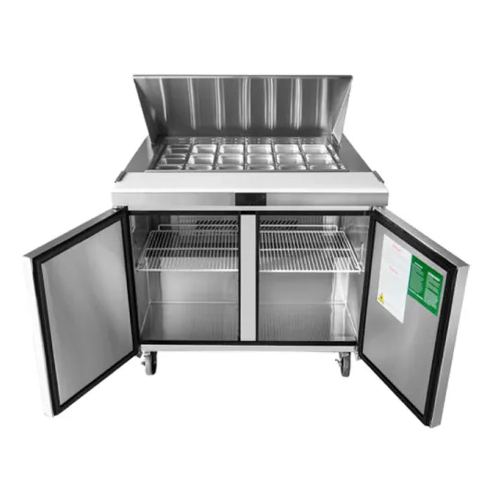 Econocold 36" 2-Door Refrigerated Mega Top Salad Prep Table - SCLM2-36-HC