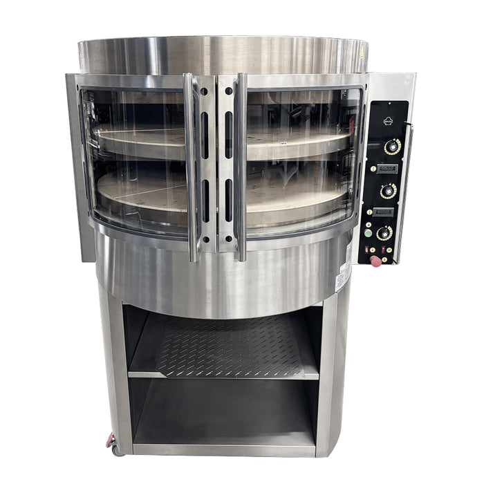 Ser Gas RD2 50" Double Deck Gas & Electric Rotating Pizza Oven with Inox Stand Base - 90,000 BTU