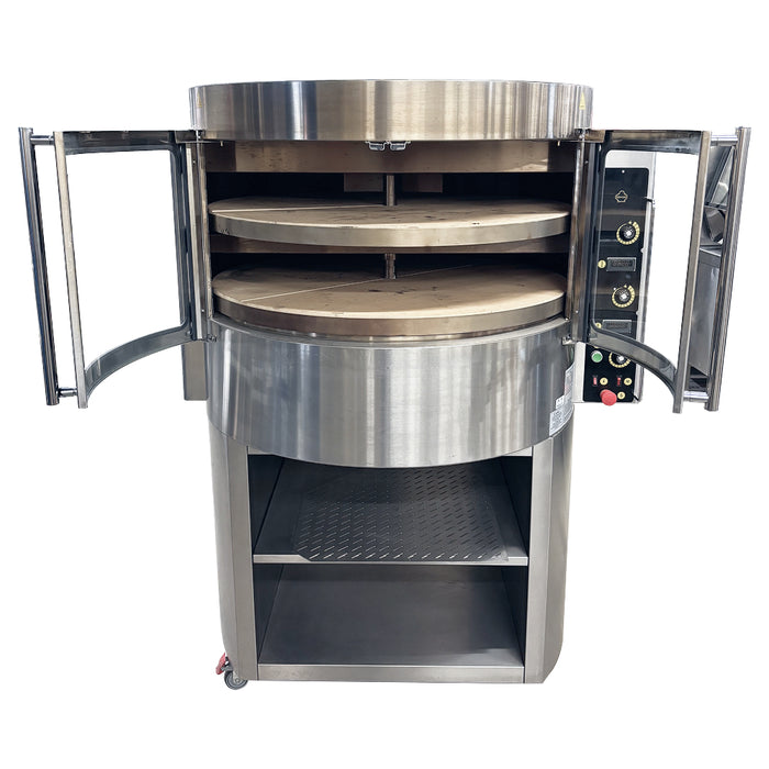 Ser Gas RD2 50" Double Deck Gas & Electric Rotating Pizza Oven with Inox Stand Base - 90,000 BTU