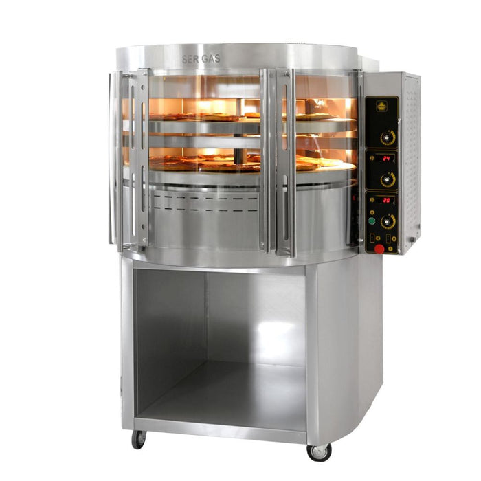 Ser Gas RD2 50" Double Deck Gas & Electric Rotating Pizza Oven with Inox Stand Base - 90,000 BTU