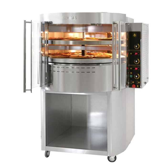 Ser Gas RD2 50" Double Deck Gas & Electric Rotating Pizza Oven with Inox Stand Base - 90,000 BTU