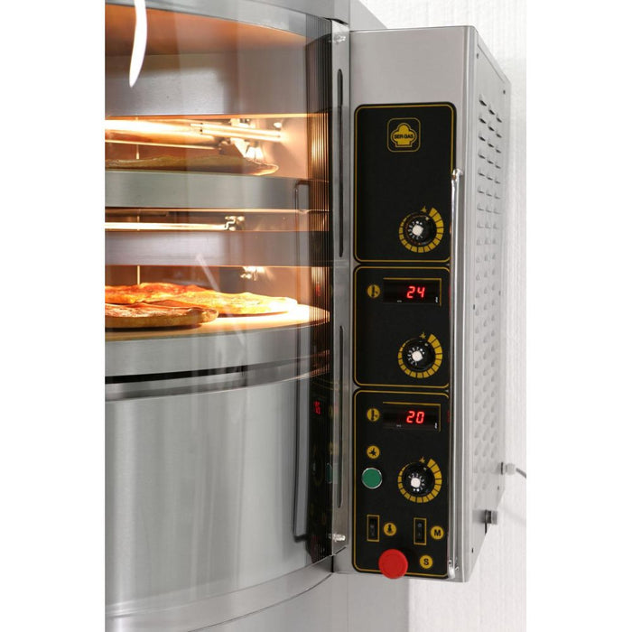 Ser Gas RD2 50" Double Deck Gas & Electric Rotating Pizza Oven with Inox Stand Base - 90,000 BTU