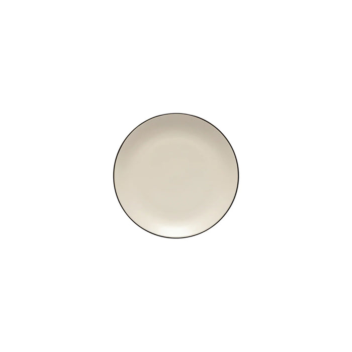 Costa Nova 6.5" Augusta Natural-Black Round Stoneware Appetizer Plate - 6/Case - SLP172-NAB