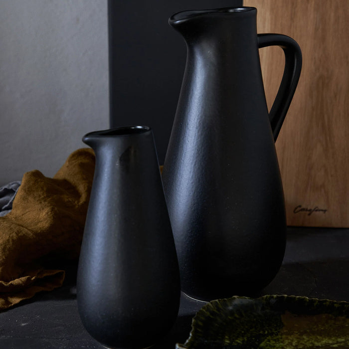 Costa Nova 55.75 Oz. Riviera Sable Black Large Stoneware Pitcher - SLZ281-SBN