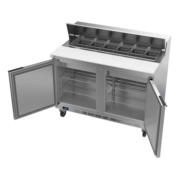 Beverage-Air SPE48HC-12 48" 2-Door Standard Top Stainless Steel Salad / Sandwich Refrigerated Prep Table