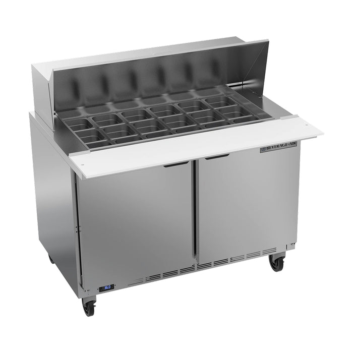 Beverage-Air SPE48HC-18M 48" 2-Door Mega Top Stainless Steel Salad / Sandwich Refrigerated Prep Table