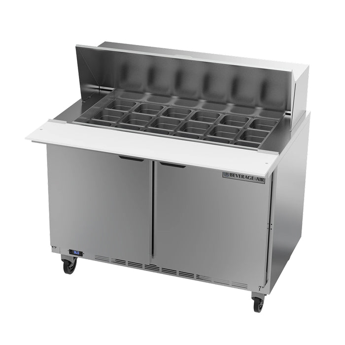 Beverage-Air SPE48HC-18M 48" 2-Door Mega Top Stainless Steel Salad / Sandwich Refrigerated Prep Table