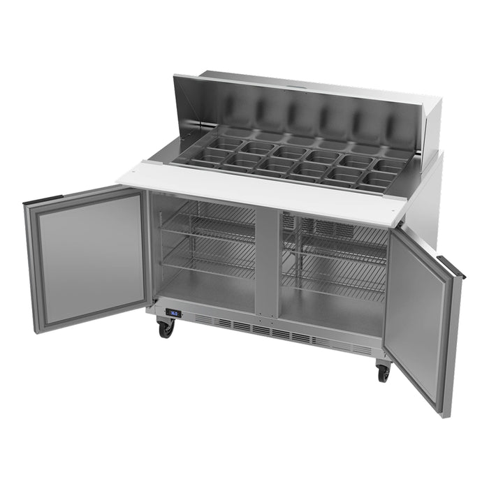 Beverage-Air SPE48HC-18M 48" 2-Door Mega Top Stainless Steel Salad / Sandwich Refrigerated Prep Table