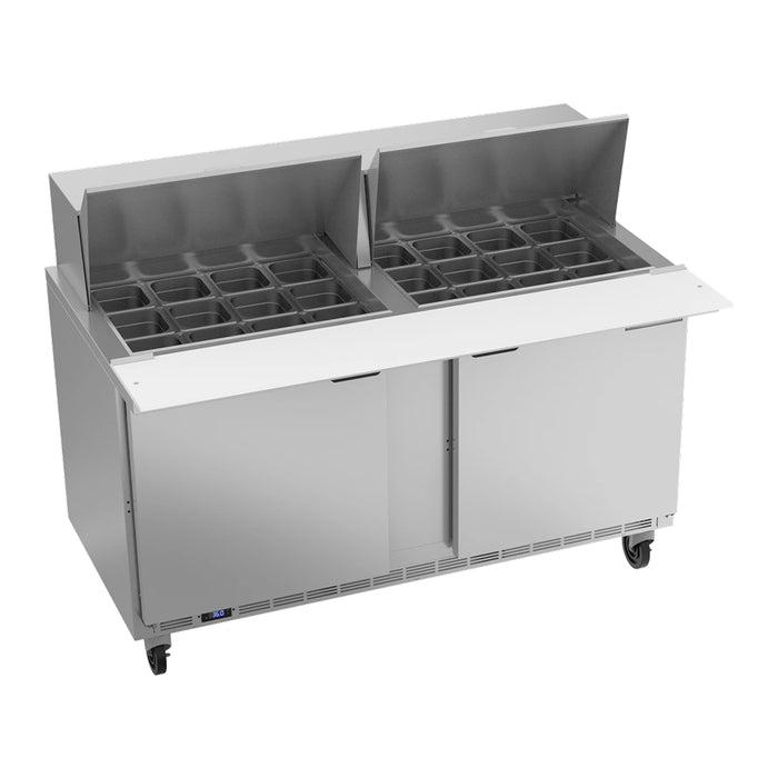 Beverage-Air SPE60HC-24M 60" 2-Door Mega Top Stainless Steel Salad / Sandwich Refrigerated Prep Table