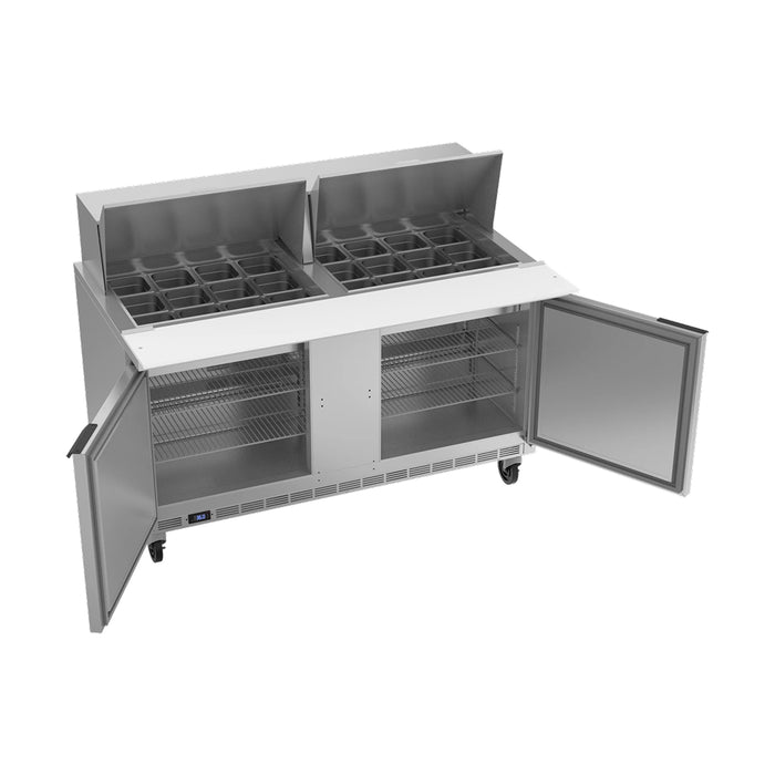 Beverage-Air SPE60HC-24M 60" 2-Door Mega Top Stainless Steel Salad / Sandwich Refrigerated Prep Table