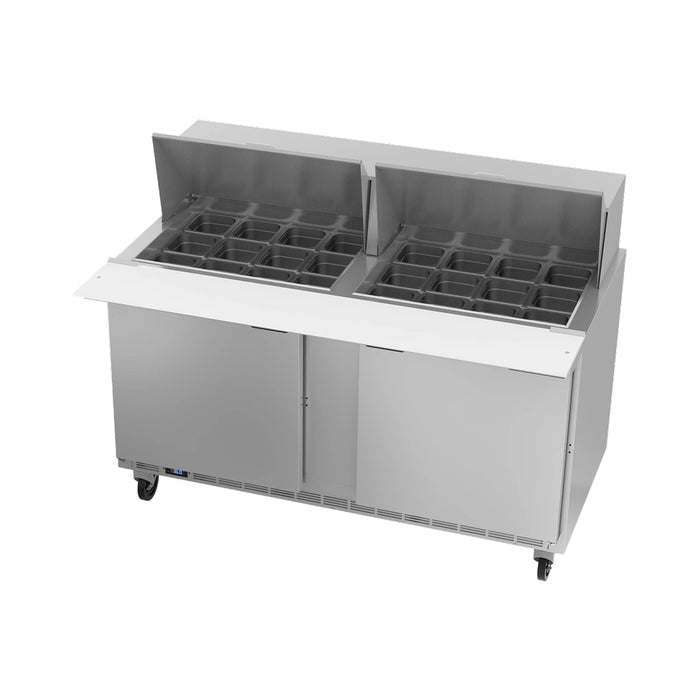 Beverage-Air SPE60HC-24M 60" 2-Door Mega Top Stainless Steel Salad / Sandwich Refrigerated Prep Table