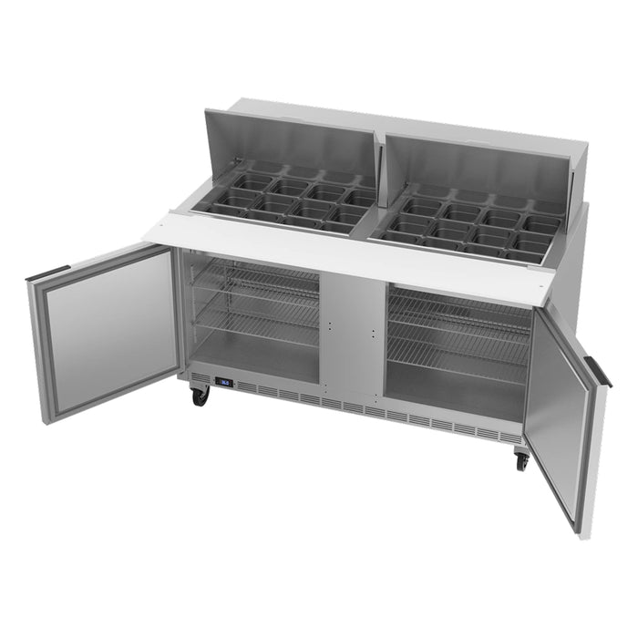 Beverage-Air SPE60HC-24M 60" 2-Door Mega Top Stainless Steel Salad / Sandwich Refrigerated Prep Table