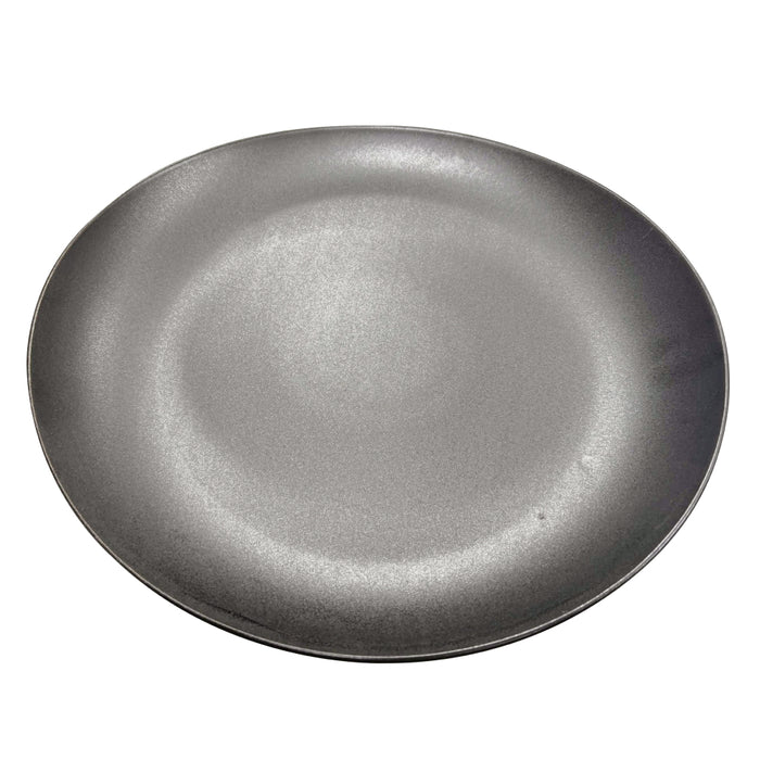 Nella 12" x 11" Black Oval Porcelain Steak Plate - 6/Case - ST02 BK