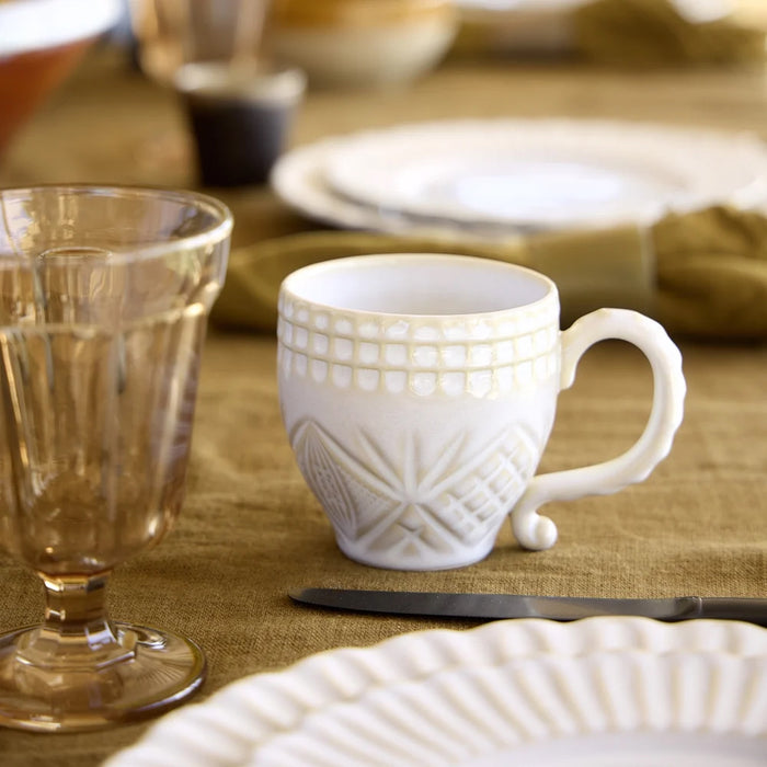 Costa Nova 9.6 Oz. Cristal White Stoneware Coffee Mug - 6/Case - STC131-WHI