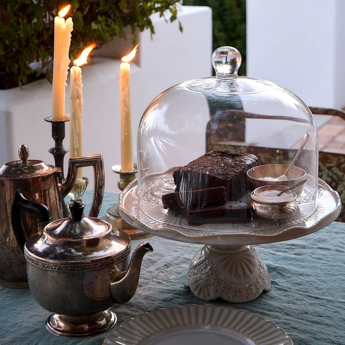 Costa Nova 12" Cristal White Round Stoneware Cake Stand - STD301-WHI