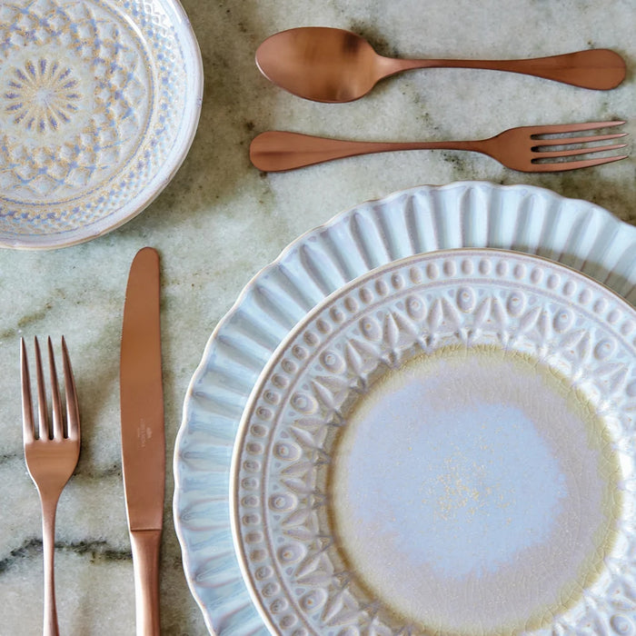 Costa Nova 8.75" Cristal Nacar Blue Round Stoneware Salad/Dessert Plate - 6/Case - STP223-NAC