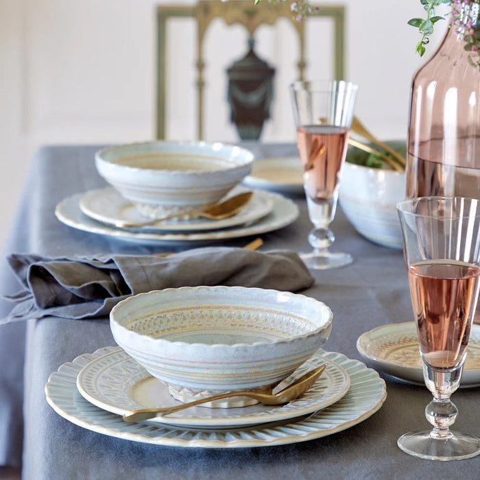 Costa Nova 10.8" Cristal Nacar Blue Round Stoneware Dinner Plate - 6/Case - STP281-NAC