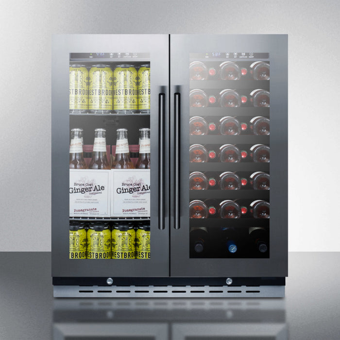 Summit SWBV3067B 30" Dual Zone Wine Cabinet with Digital Thermostat Control - 33 Bottles