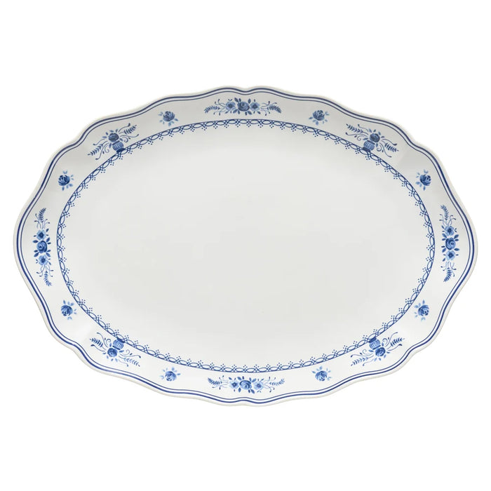 Costa Nova 16" x 11.12" Vila Whtie-Blue Oval Stoneware Platter - TA401-WBL