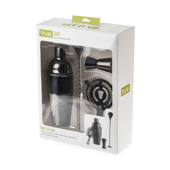 Nella 4-Piece Gunmetal Black Barware Set - 8175